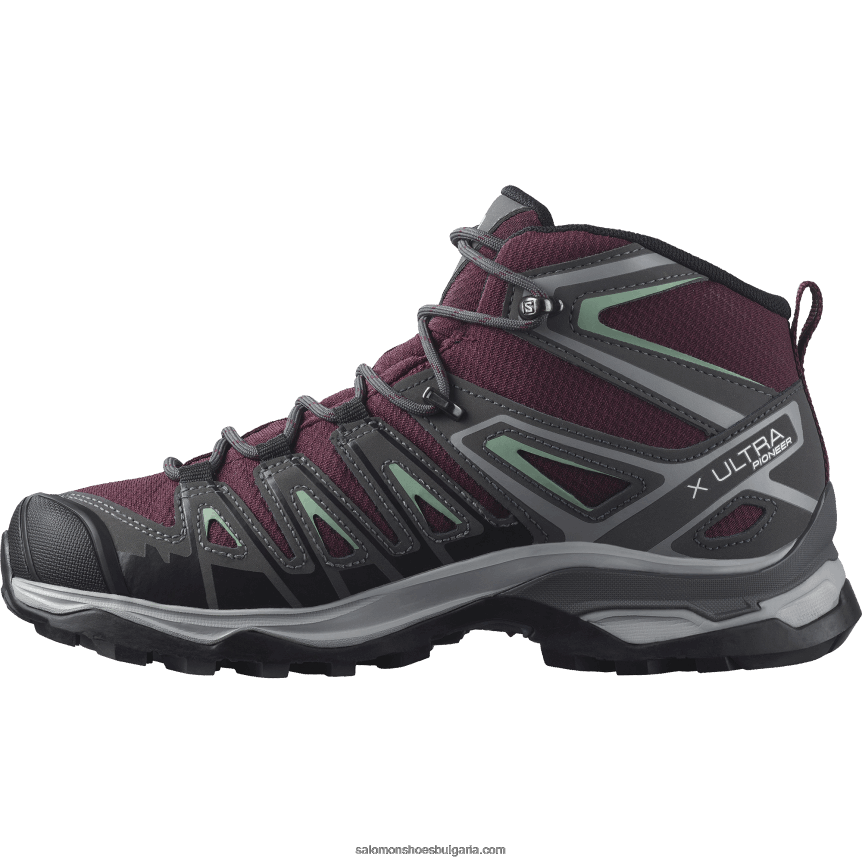 Salomon2V4DZ1278 дамски туристически обувки - x ultra pioneer mid clima водоустойчиви дегустация на вино/магнит/гранитно зелено