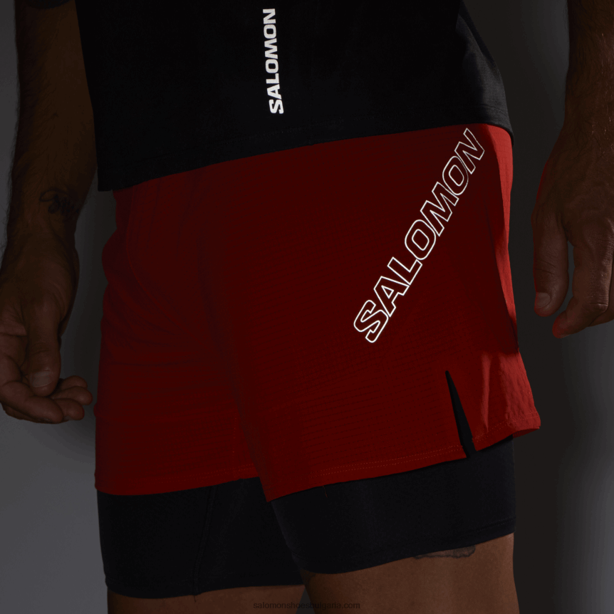 Salomon2V4DZ293 мъжки къси панталони - sense aero 2в1 огнено червено